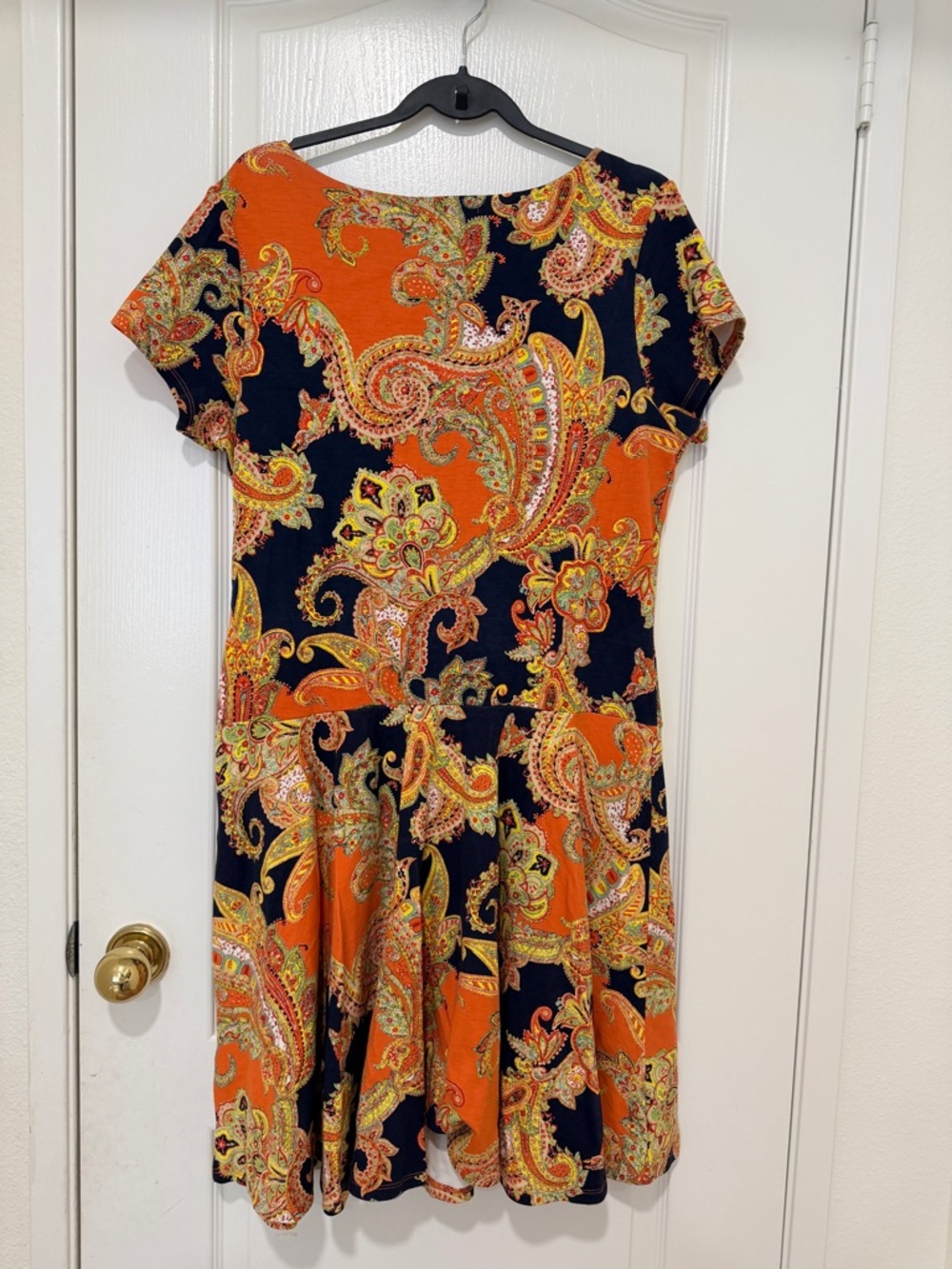 Lauren Ralph Lauren Paisley Fit & Flare Dress XL Multicolor Boho Scoop Neck - Picture 5 of 7